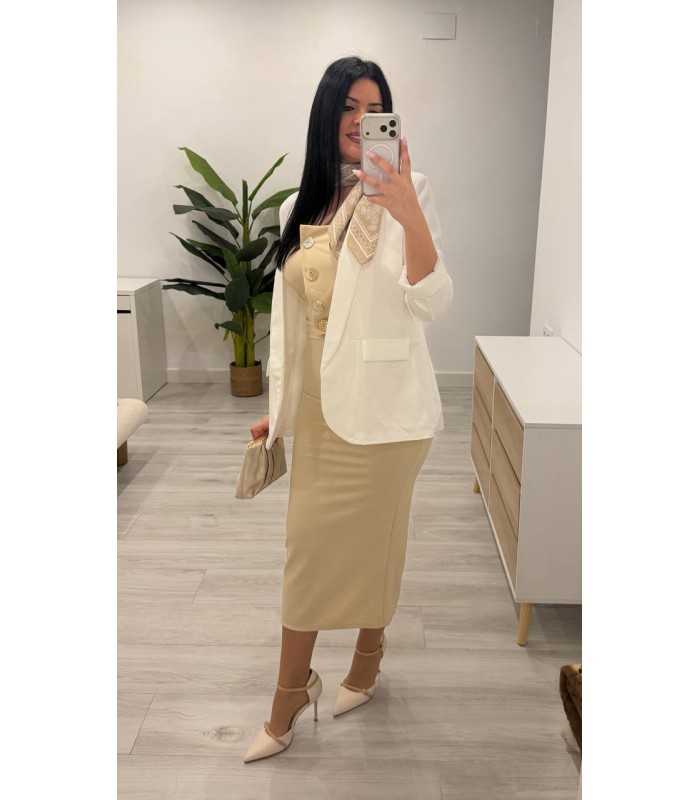 Vestido camel botones