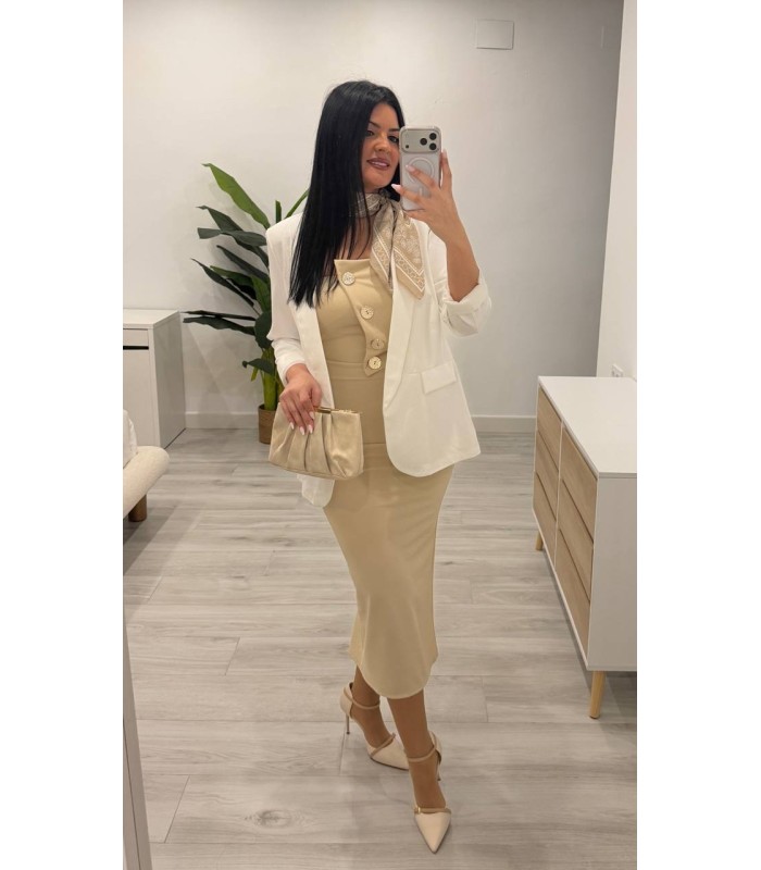 Vestido camel botones