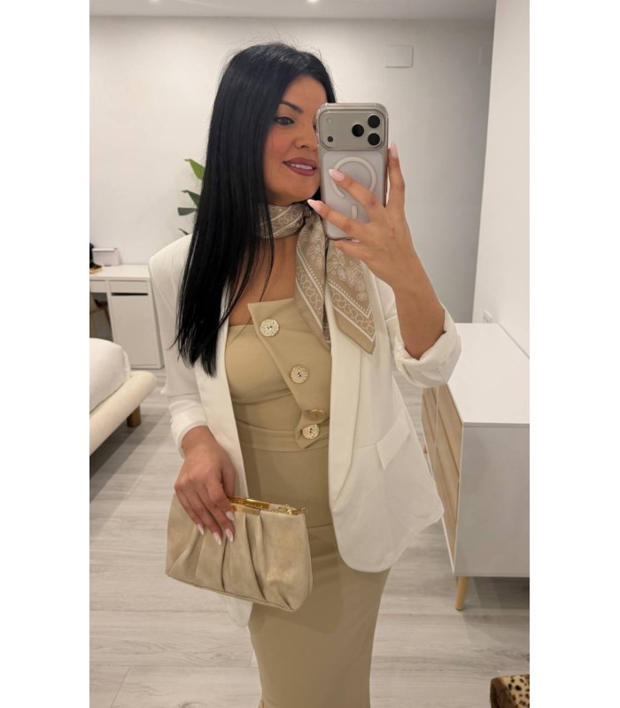 Vestido camel botones