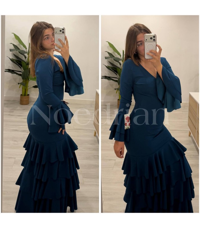 Vestido flamenca petroleo