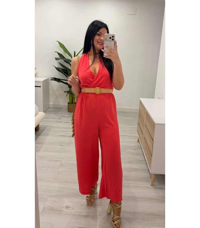 Mono con cinturón Laura coral