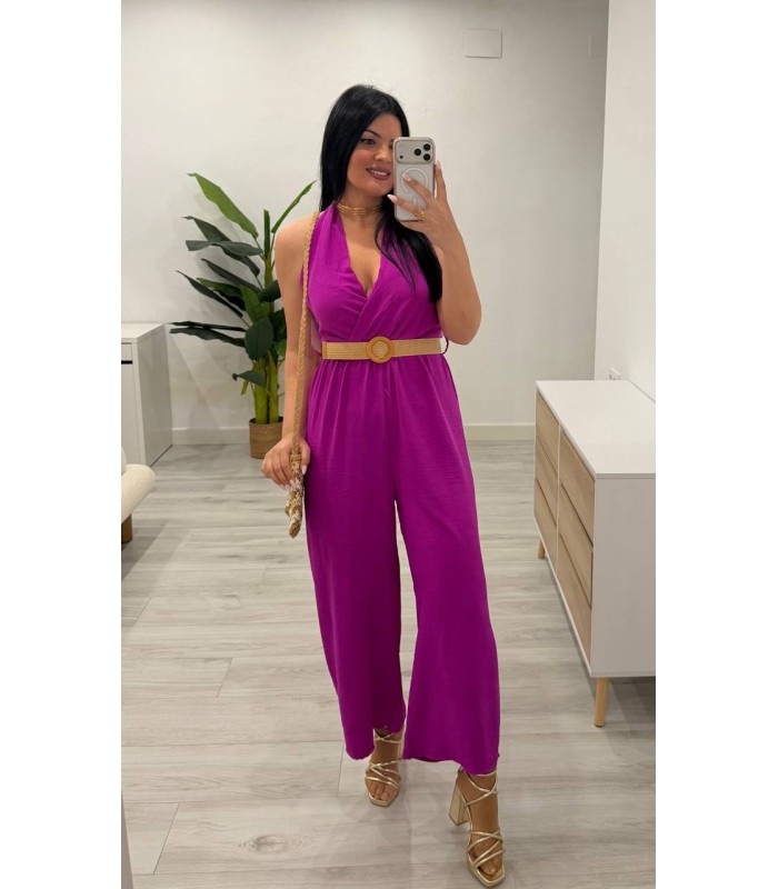 Mono con cinturón Laura buganvilla