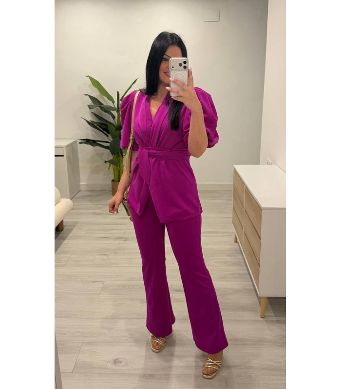 Traje chaqueta mangas buganvilla