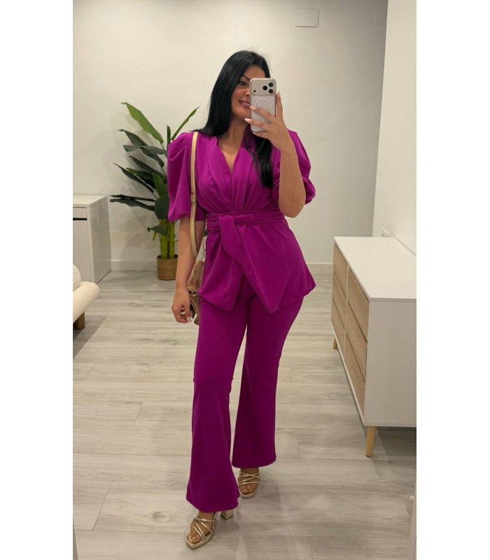 Traje chaqueta mangas buganvilla