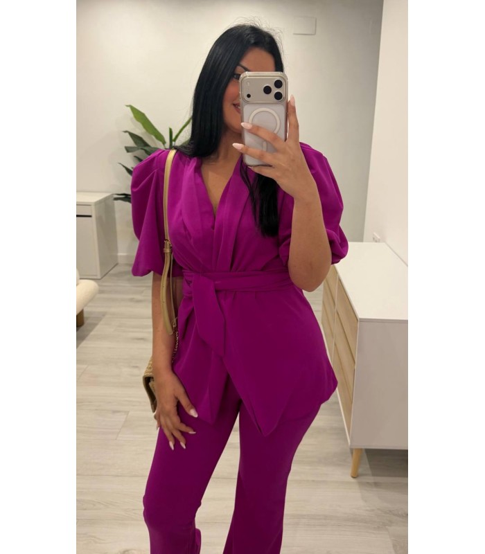 Traje chaqueta mangas buganvilla