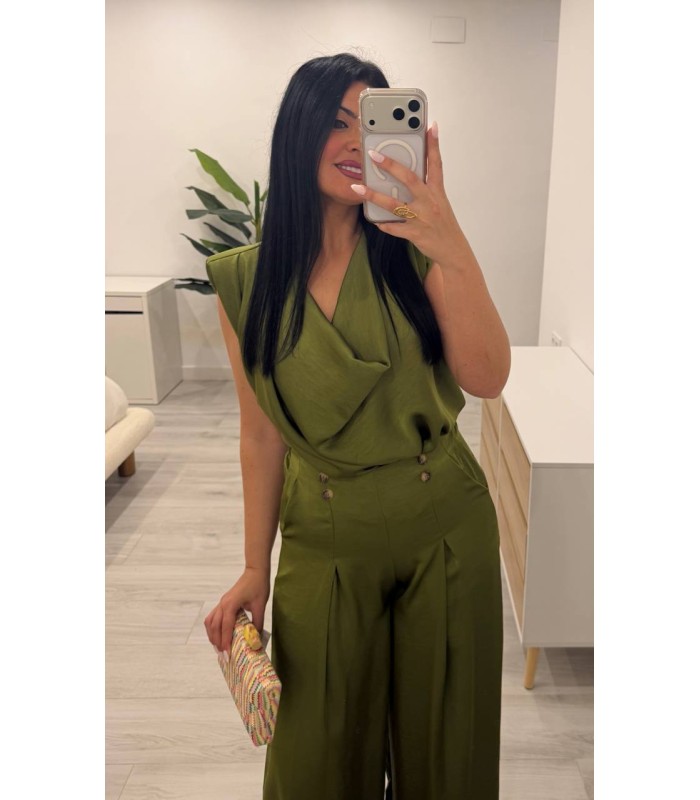 Conjunto Mássimo satén verde