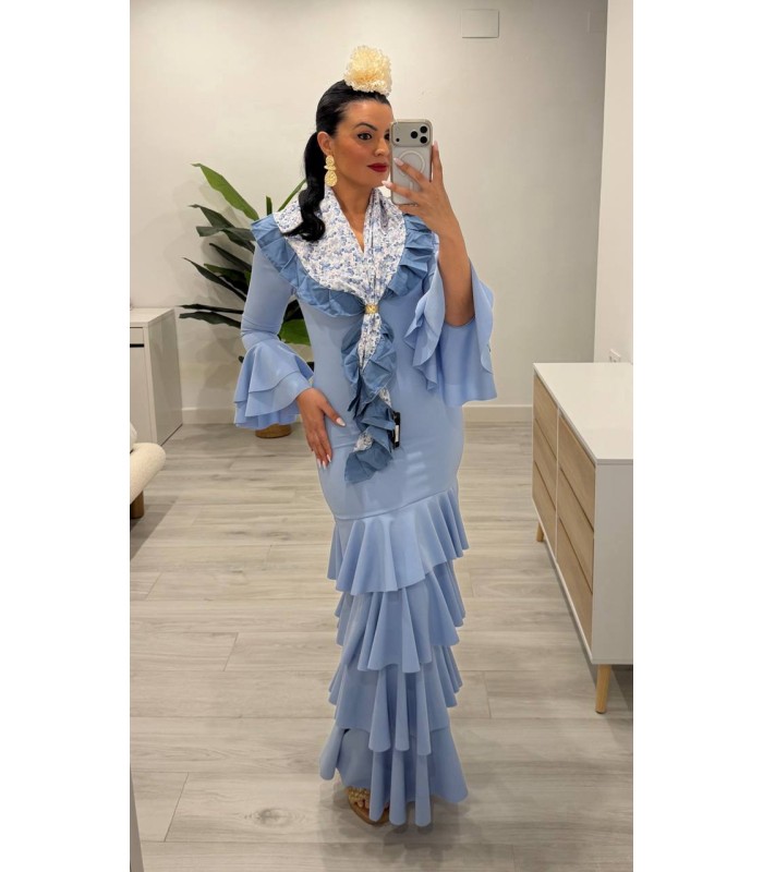 Vestido flamenca celeste