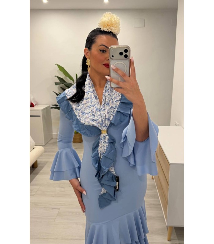Vestido flamenca celeste