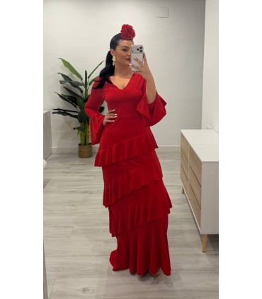 Vestido flamenca volantes rojo