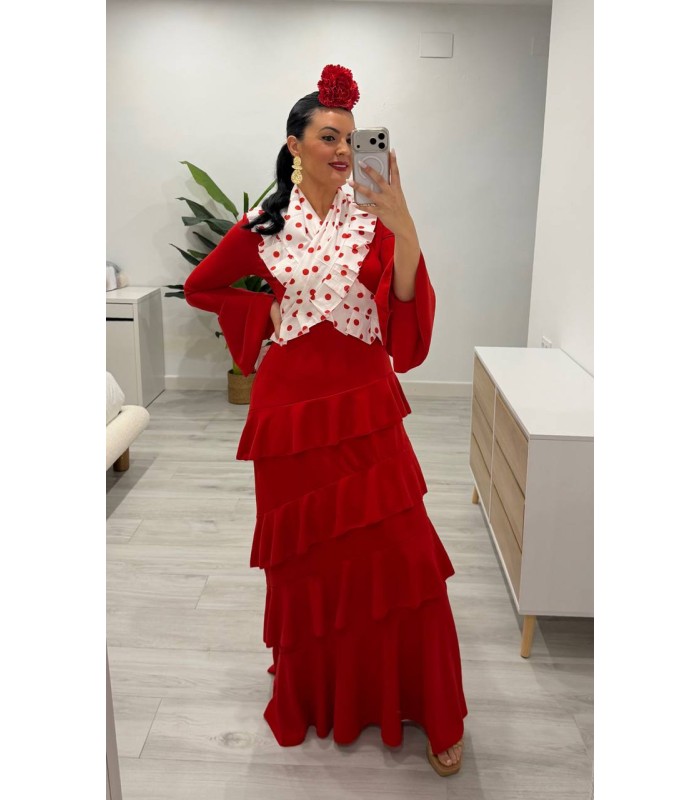 Vestido flamenca volantes rojo