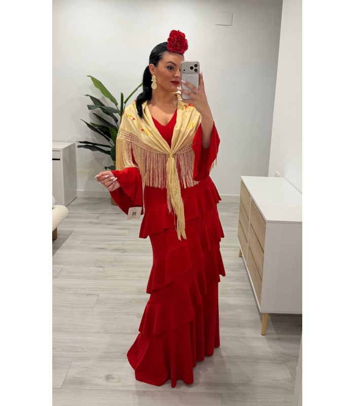 Vestido flamenca volantes rojo
