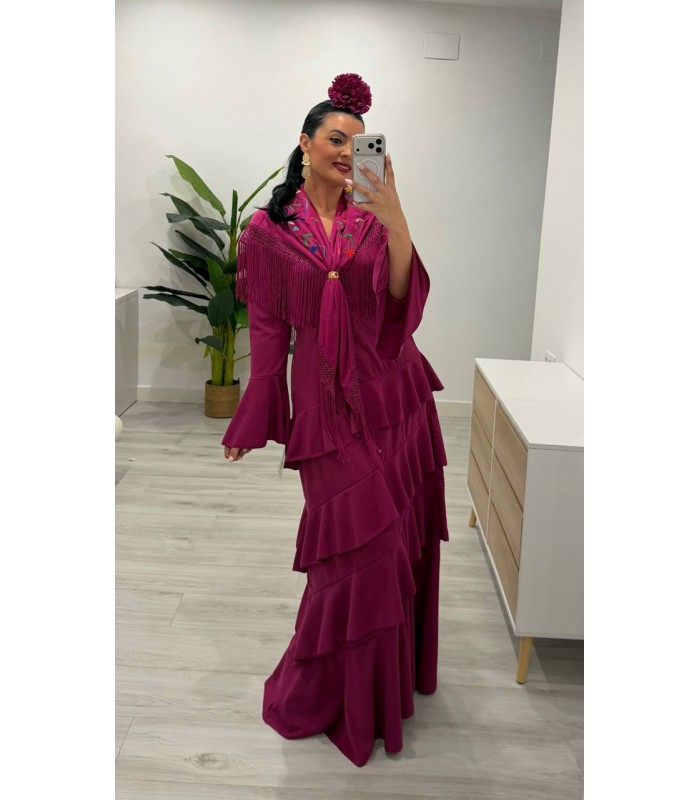 Vestido flamenca volantes buganvilla