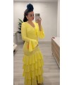 Vestido flamenca encajes amarillo