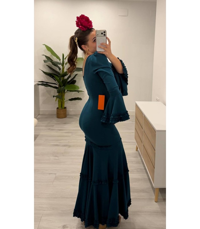 Vestido flamenca Volantitos Paola petroleo