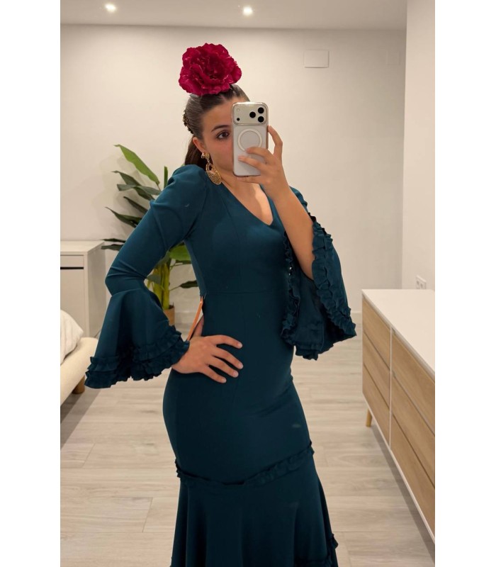Vestido flamenca Volantitos Paola petroleo