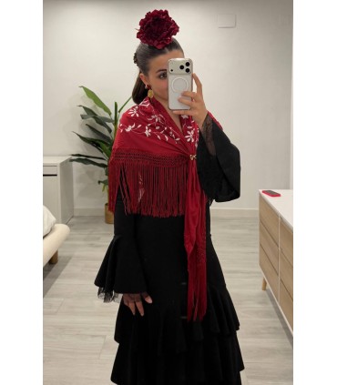Mantoncillo flecos rojo intenso