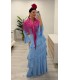 Vestido flamenca volantes celeste