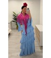 Vestido flamenca volantes celeste