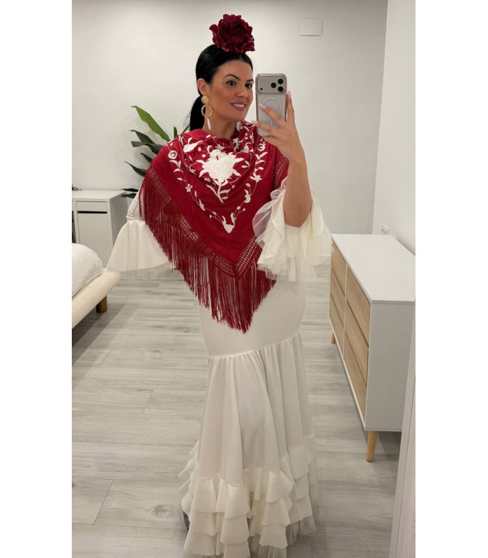 Vestido flamenca Macarena tul Blanco