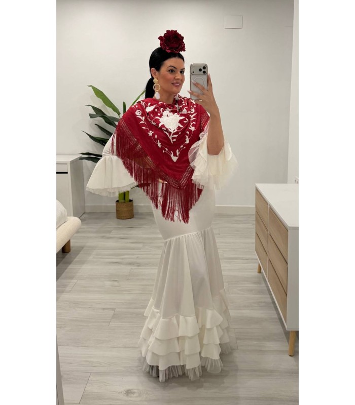 Vestido flamenca Macarena tul Blanco