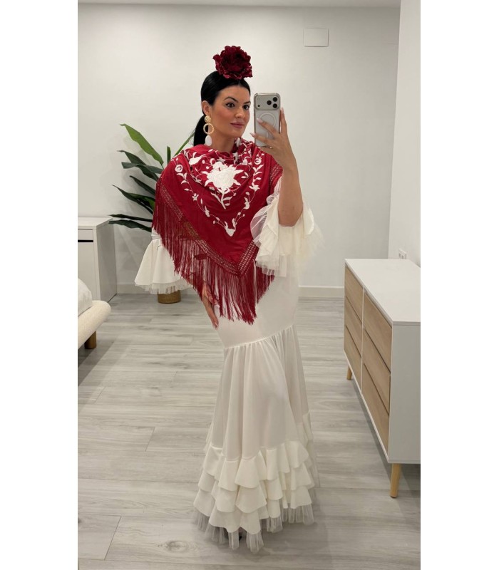 Vestido flamenca Macarena tul Blanco