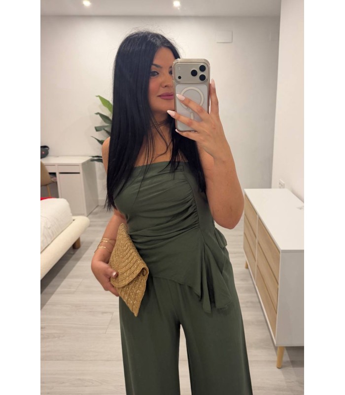 Conjunto lino verde caceria