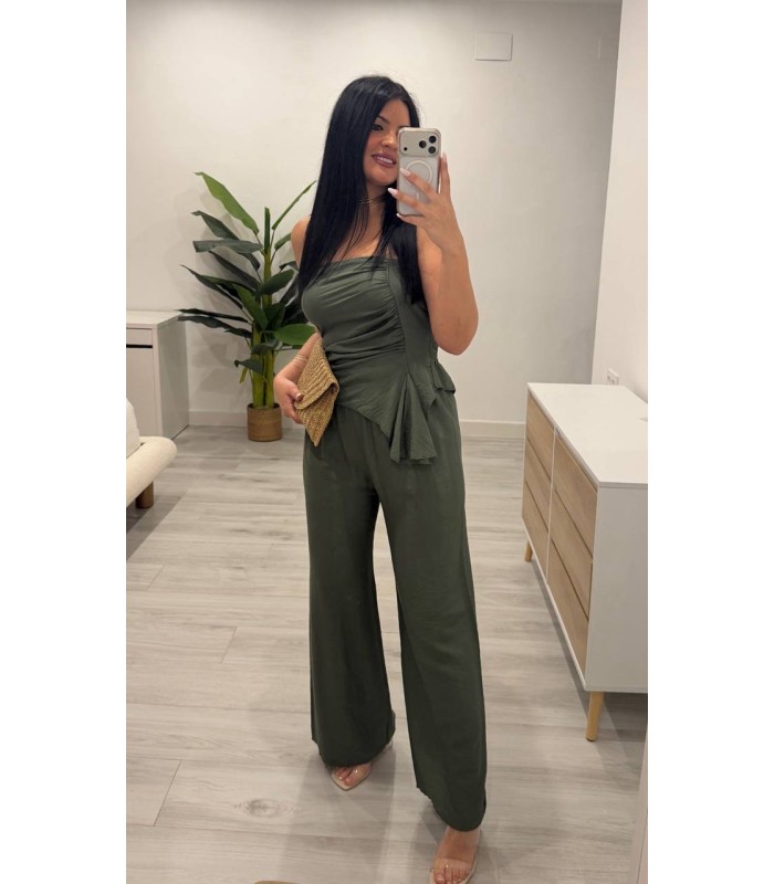 Conjunto lino verde caceria