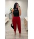 Pantalón globo vestir rojo