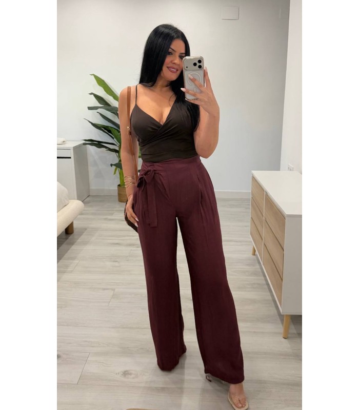 Pantalón lazo granate