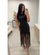 Vestido licra flecos negro