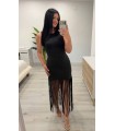 Vestido licra flecos negro