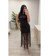 Vestido licra flecos negro