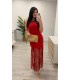 Vestido licra flecos rojo