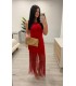 Vestido licra flecos rojo