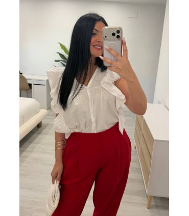 Blusa volantitos blanca
