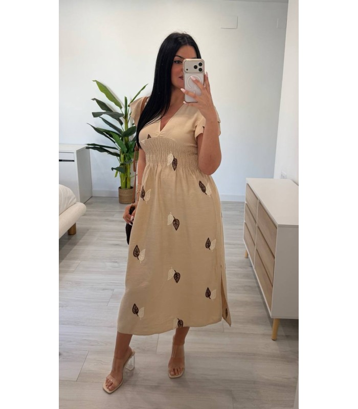 Vestido Lino camel