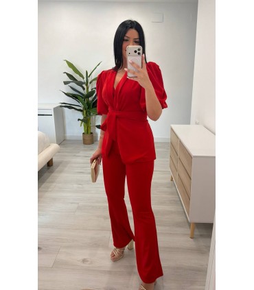 Traje chaqueta mangas rojo