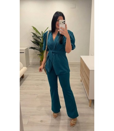 Traje chaqueta mangas petroleo