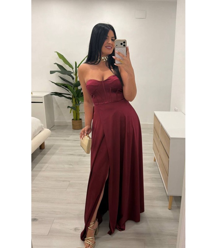 Vestido largo Elisa granate