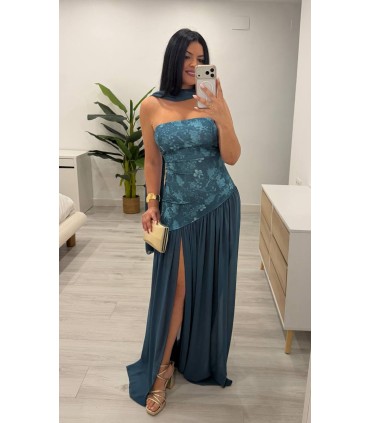 Vestido largo Candela azul