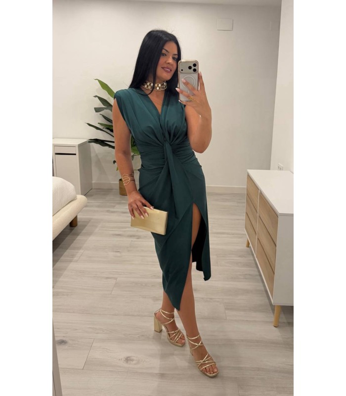 Vestido Samira petroleo verdoso