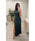 Vestido Irina petroleo verdoso