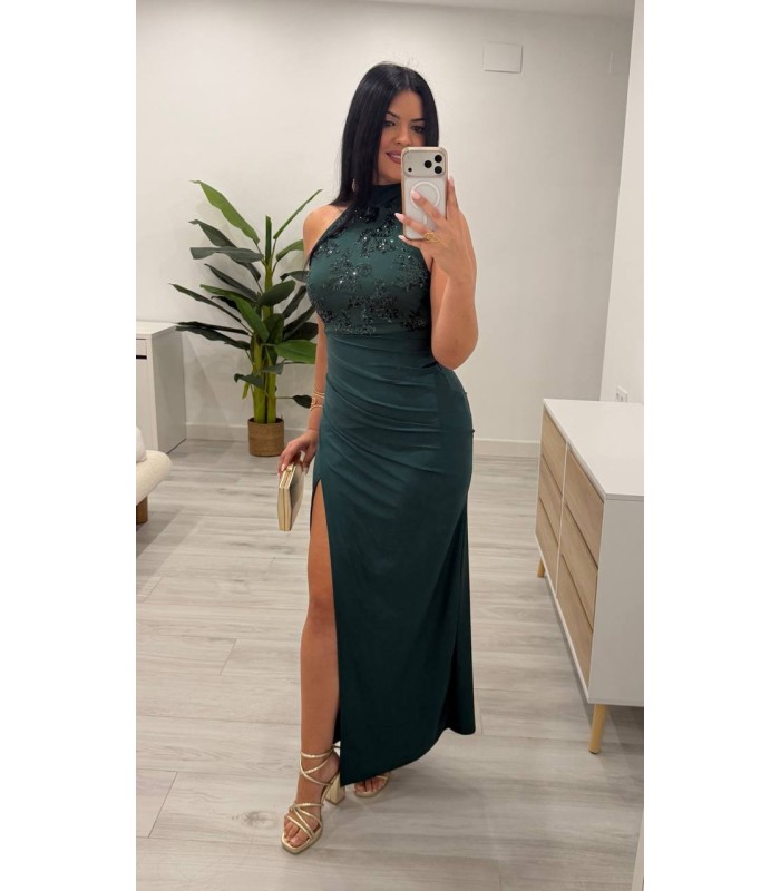 Vestido Irina petroleo verdoso