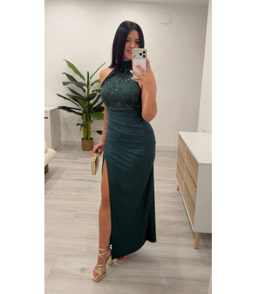 Vestido Irina petroleo verdoso