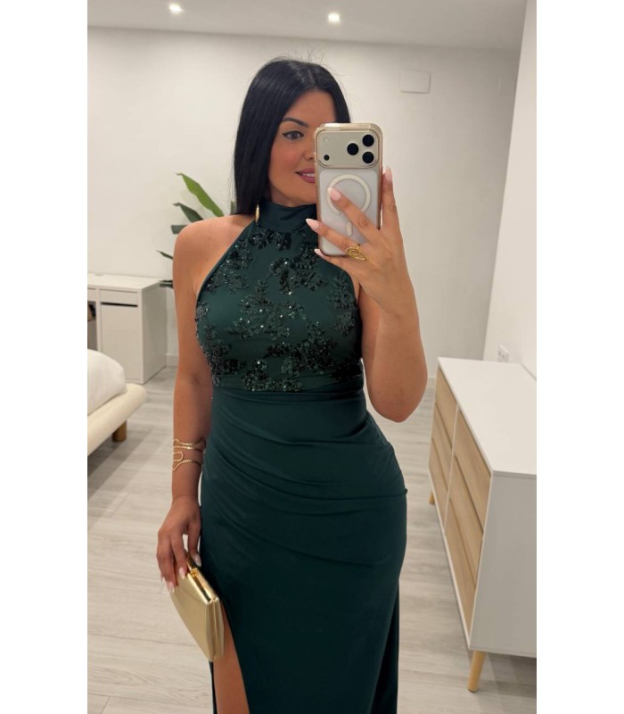 Vestido Irina petroleo verdoso