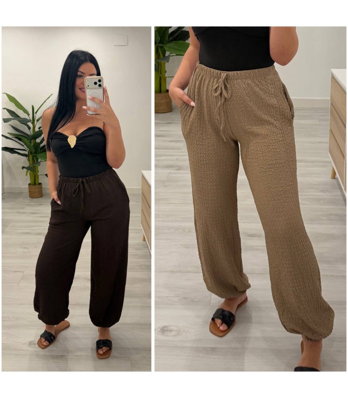 Pantalón globo gofre
