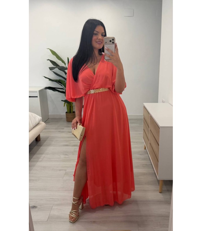 Vestido largo Leila coral