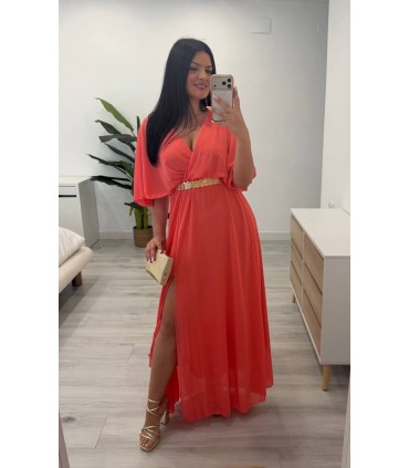 Vestido largo Leila coral