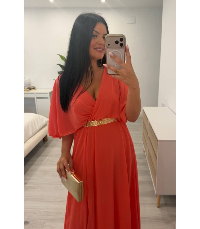 Vestido largo Leila coral