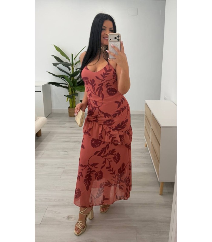 Vestido largo Erika teja